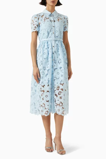 cinderella movie blue dress Self-Portrait: Blue crepe lace midi dress, blue main image 1