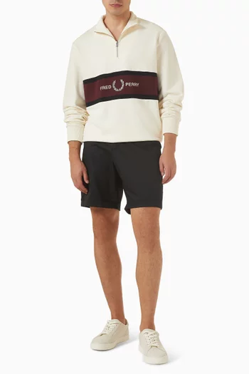 Embroidered Panel Half-zip Sweatshirt in Cotton-terry