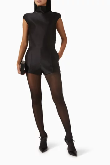 Cut-out Playsuit in Double Silk Duchesse