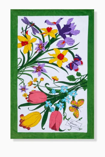 Floral-print Beach Blanket in Terrycloth