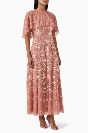 Freya Embellished Cape Gown