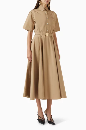knee length dresses for ladies Miu Miu SS2004 Silk Striped Midi Dress
