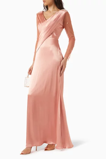 Draped Maxi Dress in Satin