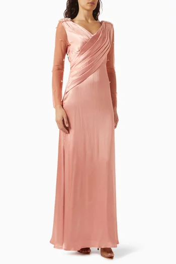 Draped Maxi Dress in Satin