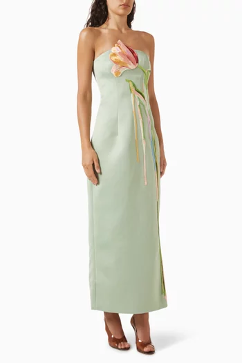 leo lin green dress Arabella Appliqué Maxi Dress main image 1