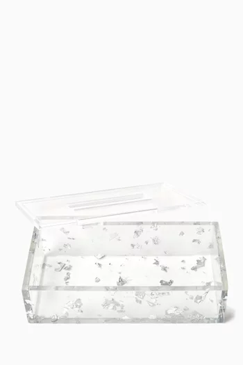 Silver Flake Tissue Box in Resin