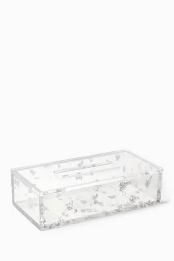 Silver Flake Tissue Box in Resin