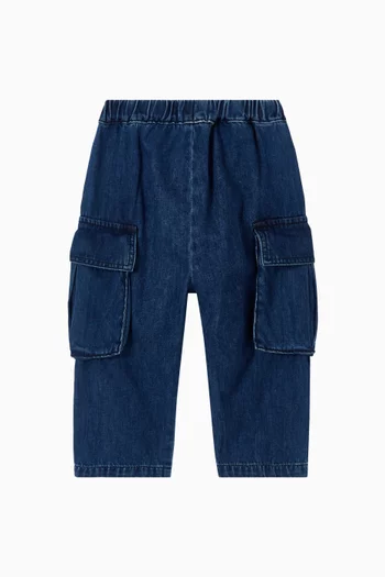 بنطال جينز كارغو سهل الارتداء دينم للأولاد الرضع