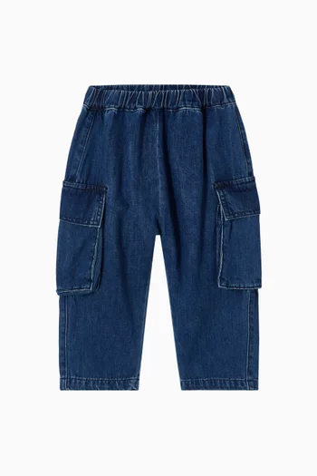 بنطال جينز كارغو سهل الارتداء دينم للأولاد الرضع