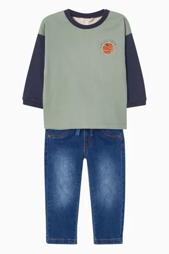 تي شيرت وايلد سايد بطبعة كرة سلة للأولاد الرضع قطن