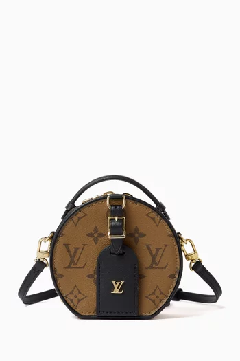 2010s Mini Boite Chapeau Bag in Reverse Canvas & Leather