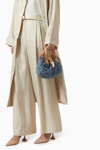 2000s Monogram Pleaty Top-handle Bag in Monogram Denim & Vachetta Leather