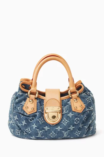 2000s Monogram Pleaty Top-handle Bag in Monogram Denim & Vachetta Leather