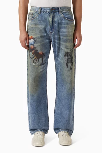 All-over Print Straight-leg Jeans