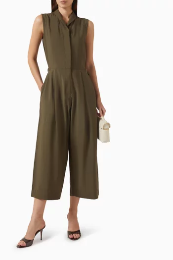 Shawl-collar Utility Romper in Modal-blend