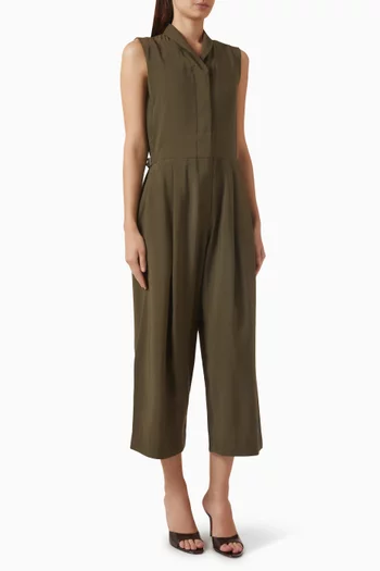 Shawl-collar Utility Romper in Modal-blend
