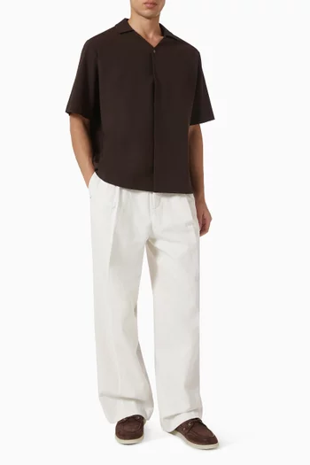 Pleated Wide-leg Pants in Denim