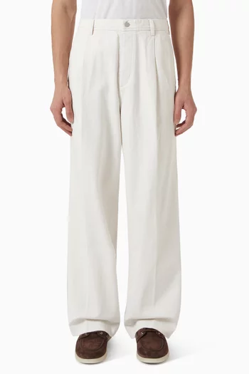 Pleated Wide-leg Pants in Denim