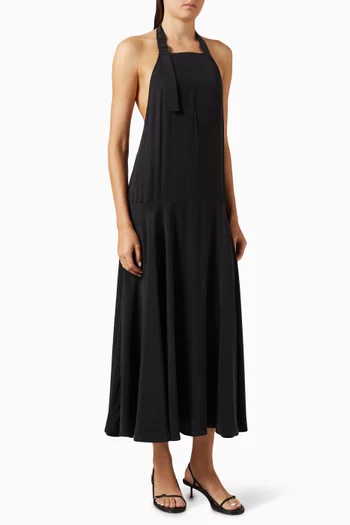 abstract halter dress Jesse Orange Abstract Halter Maxi Dress main image 1