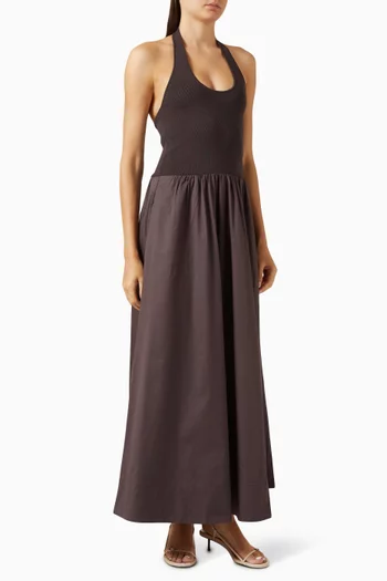 st agni brown dress St. Agni | Halter Plunge Dress