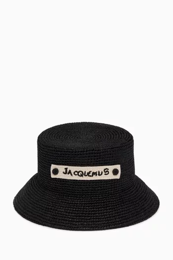 The Plage Logo-patch Hat in Raffia