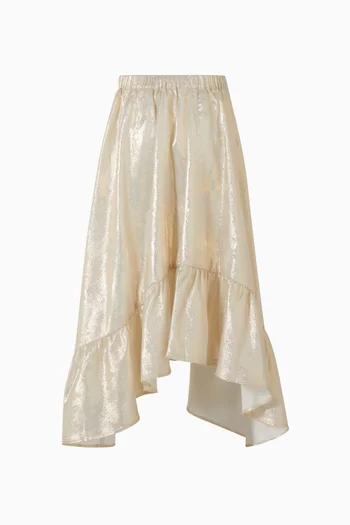 Gold-effect High-low Skirt in Satin