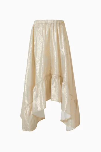 Gold-effect High-low Skirt in Satin