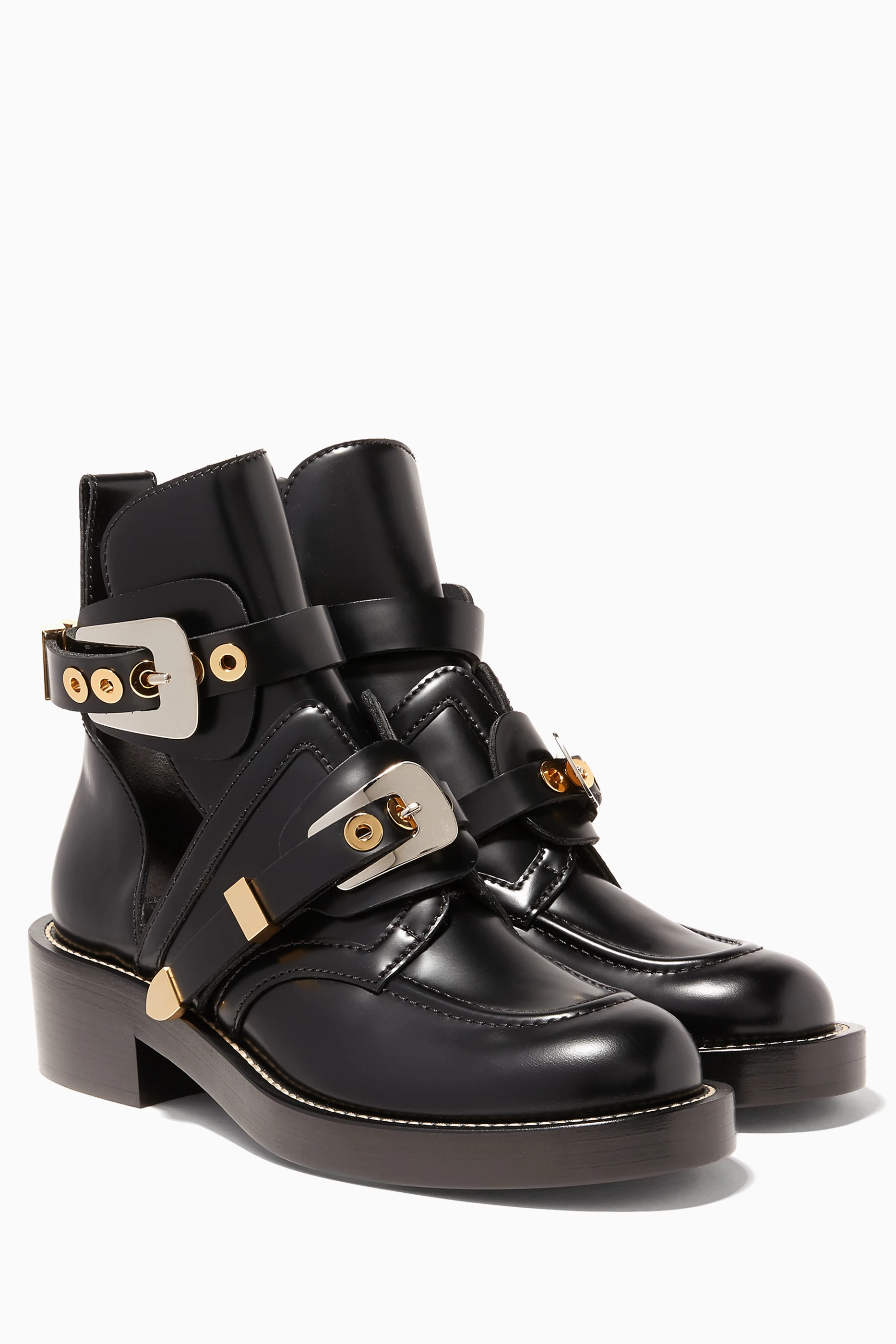 Black ceinture leather ankle cheap boots