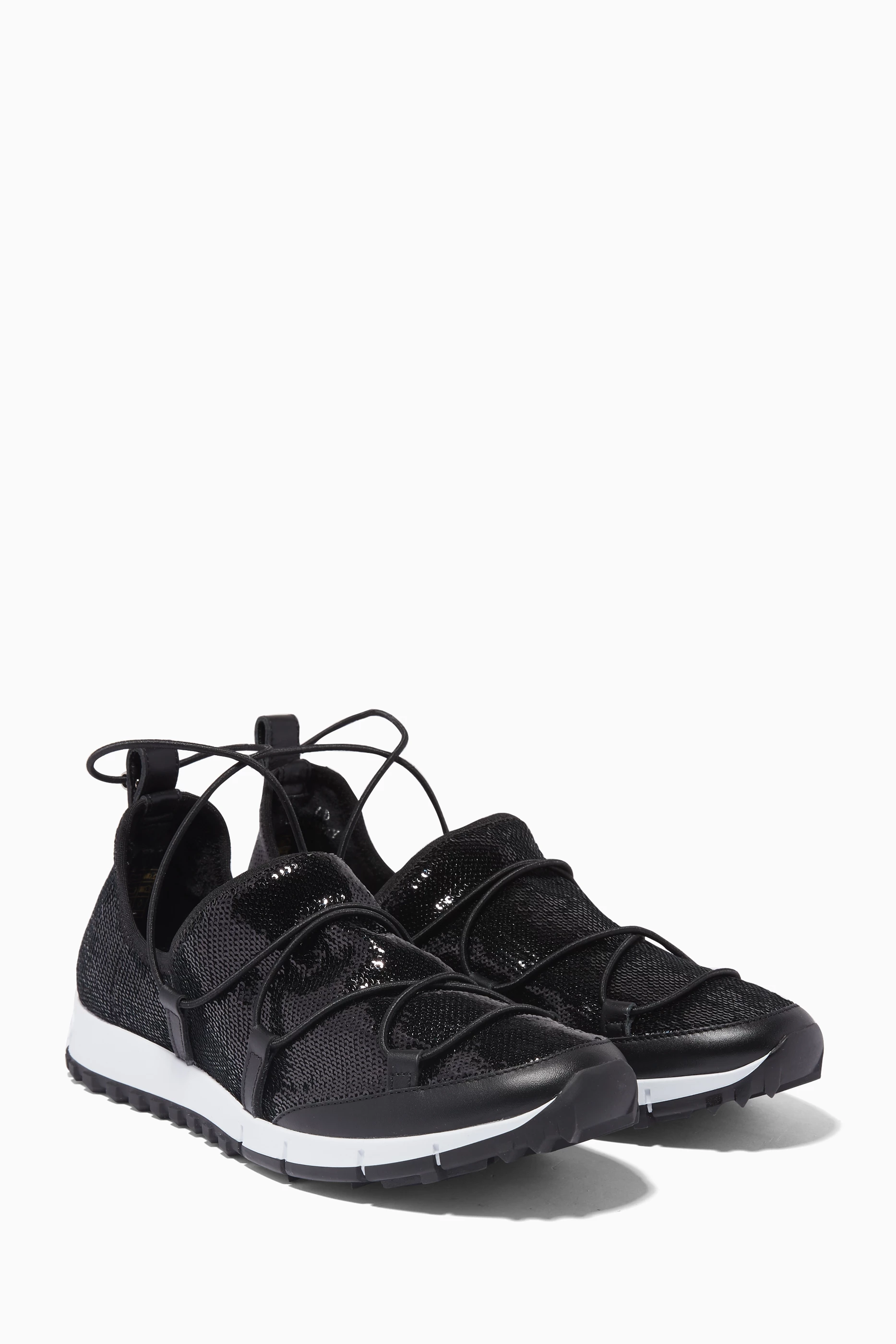 Buy Jimmy Choo Black Black Andrea Sequin Sneakers for Women in