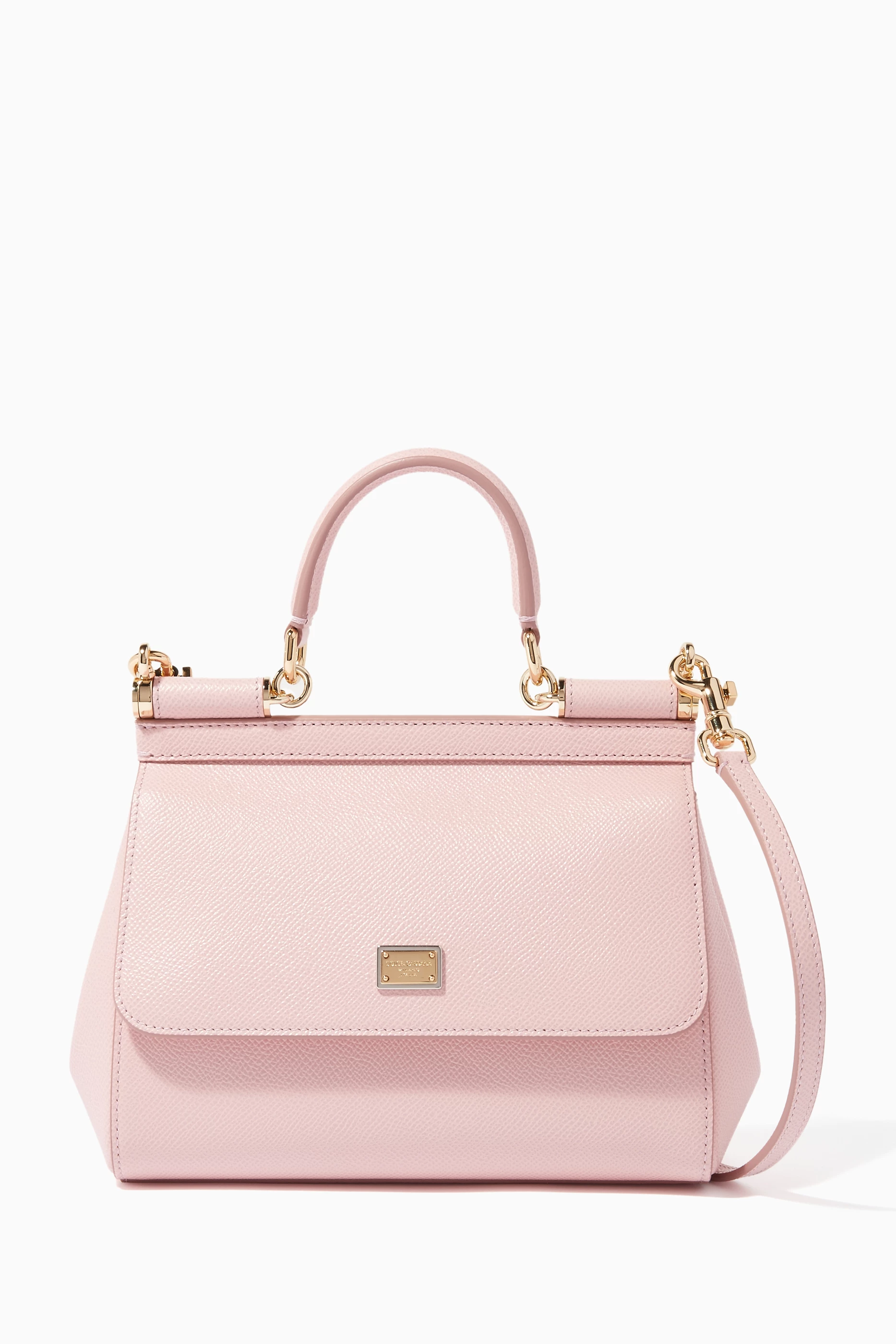Dolce & Gabbana Small Sicily Bag in Dauphine Leather OS Pink Leather