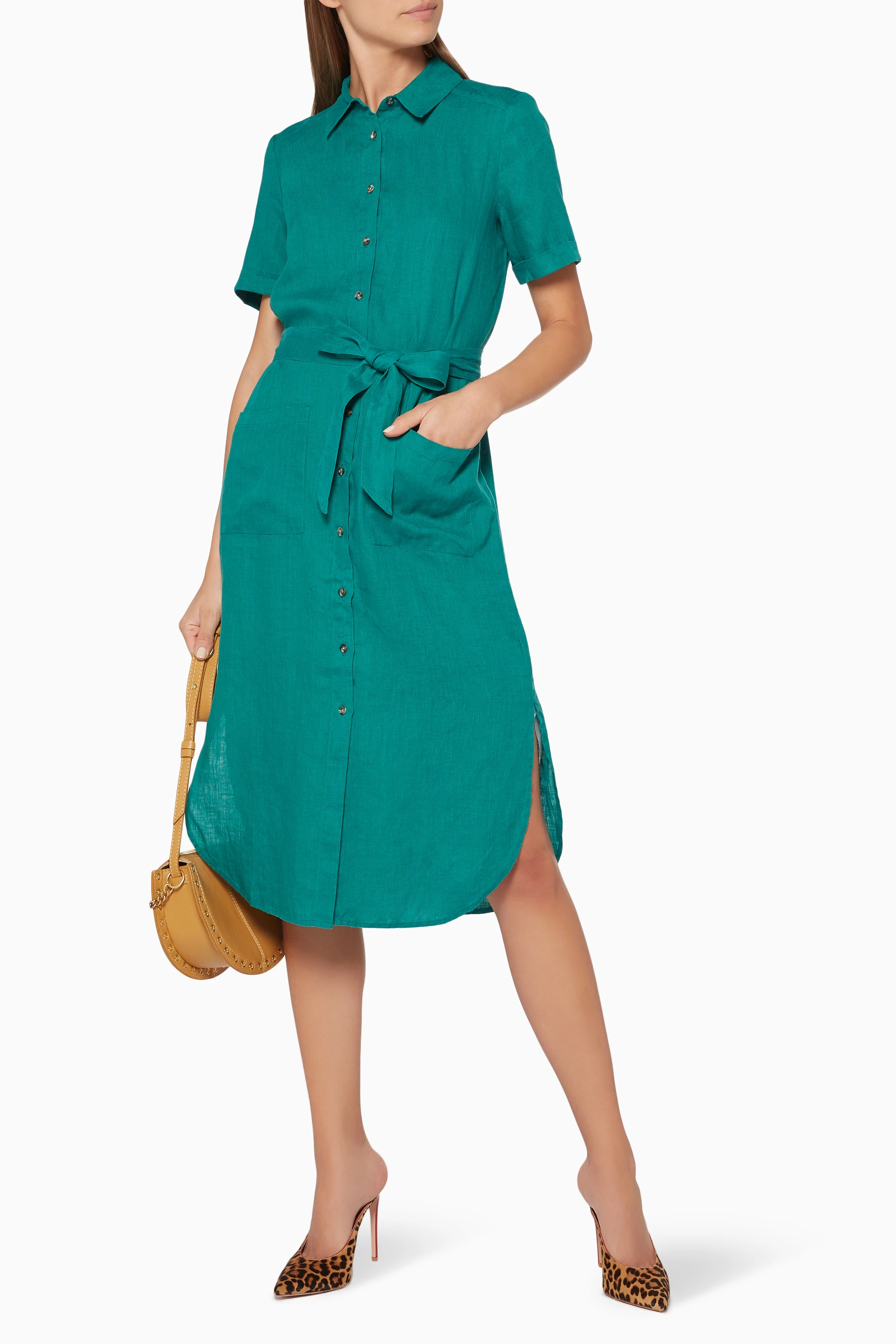 Whistles montana linen shirt dress online