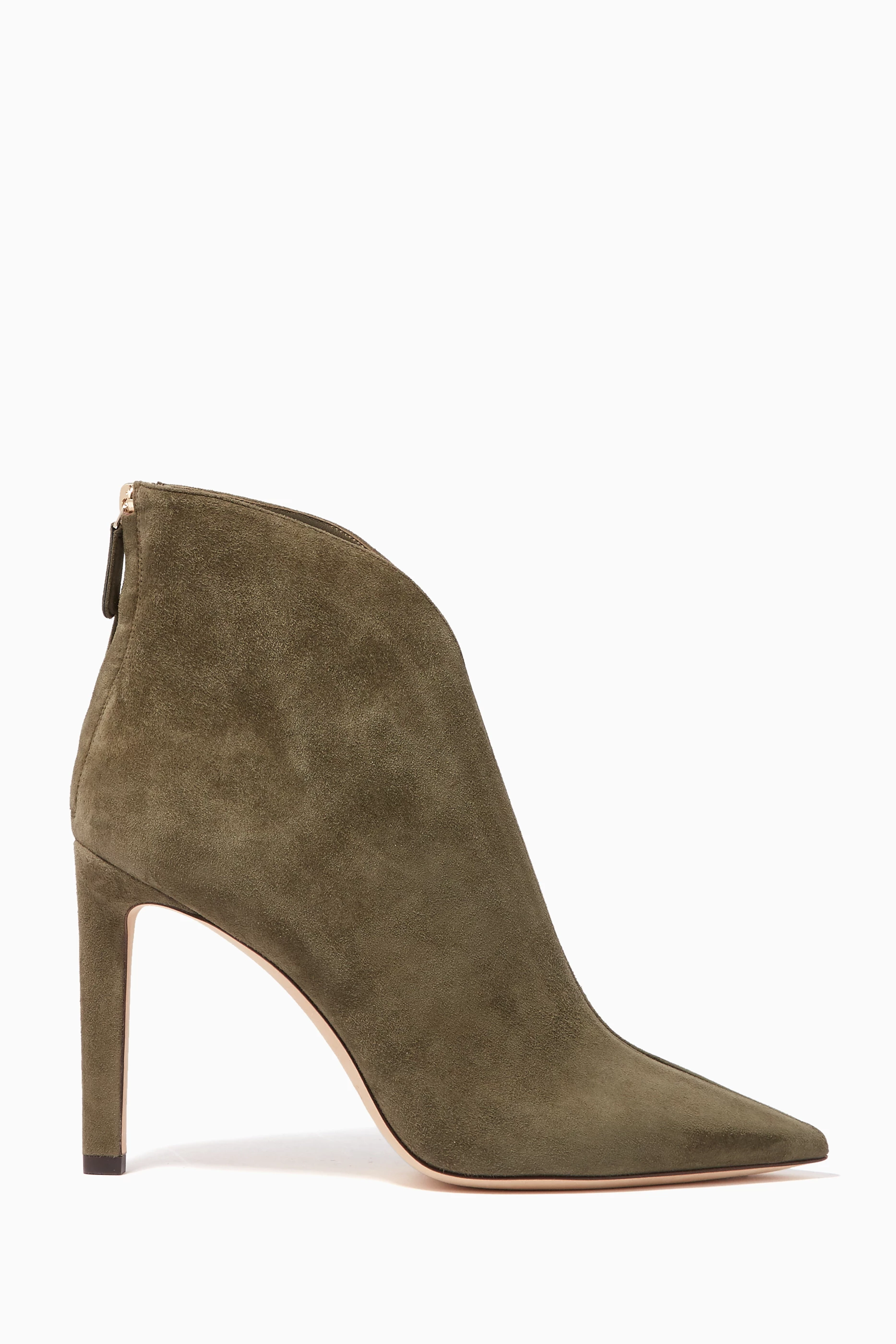Buy Jimmy Choo Grey Vine Green Suede Bowie Booties for Women in