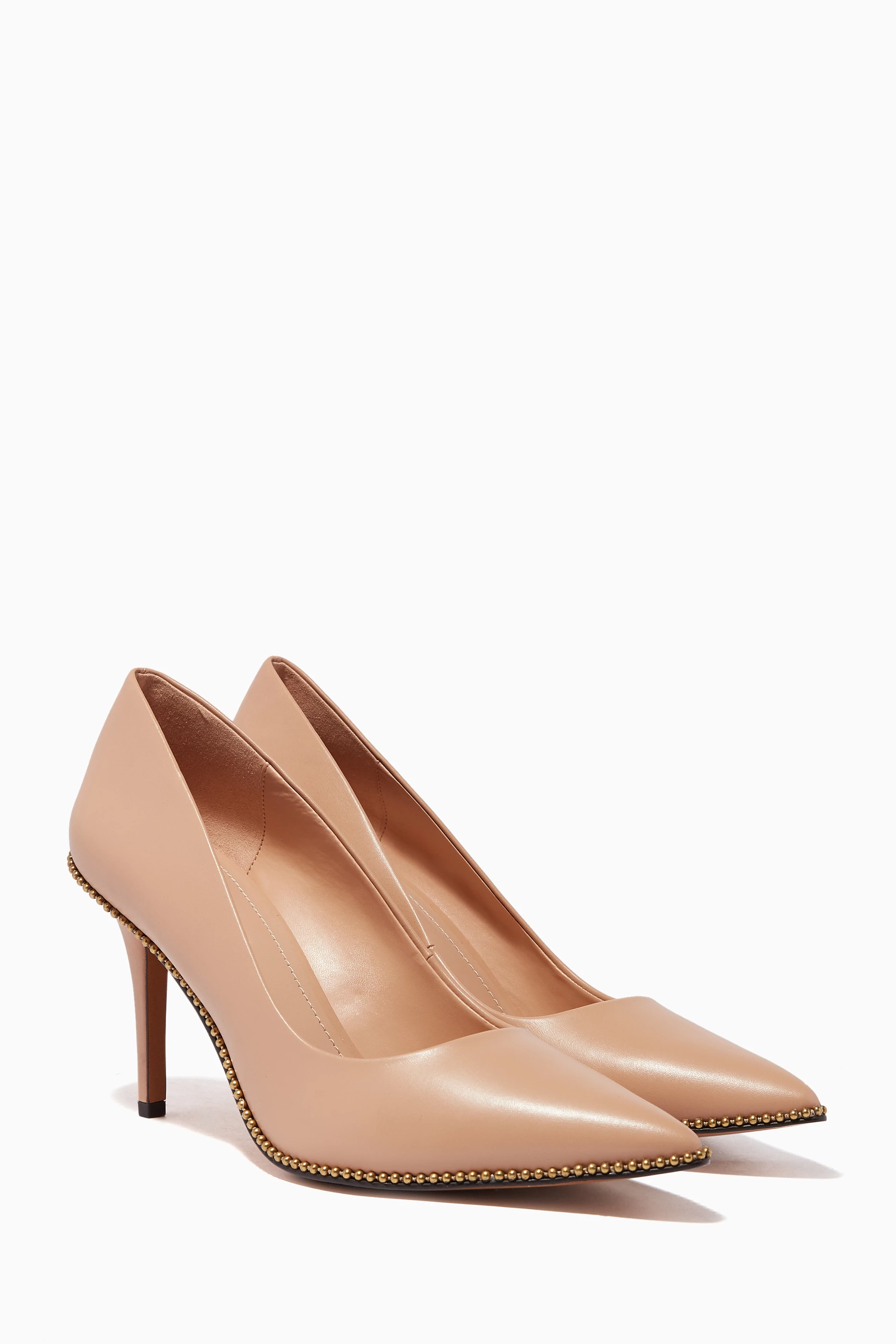 Buy Coach Brown Waverly Beadchain Leather Pumps for Women in Oman