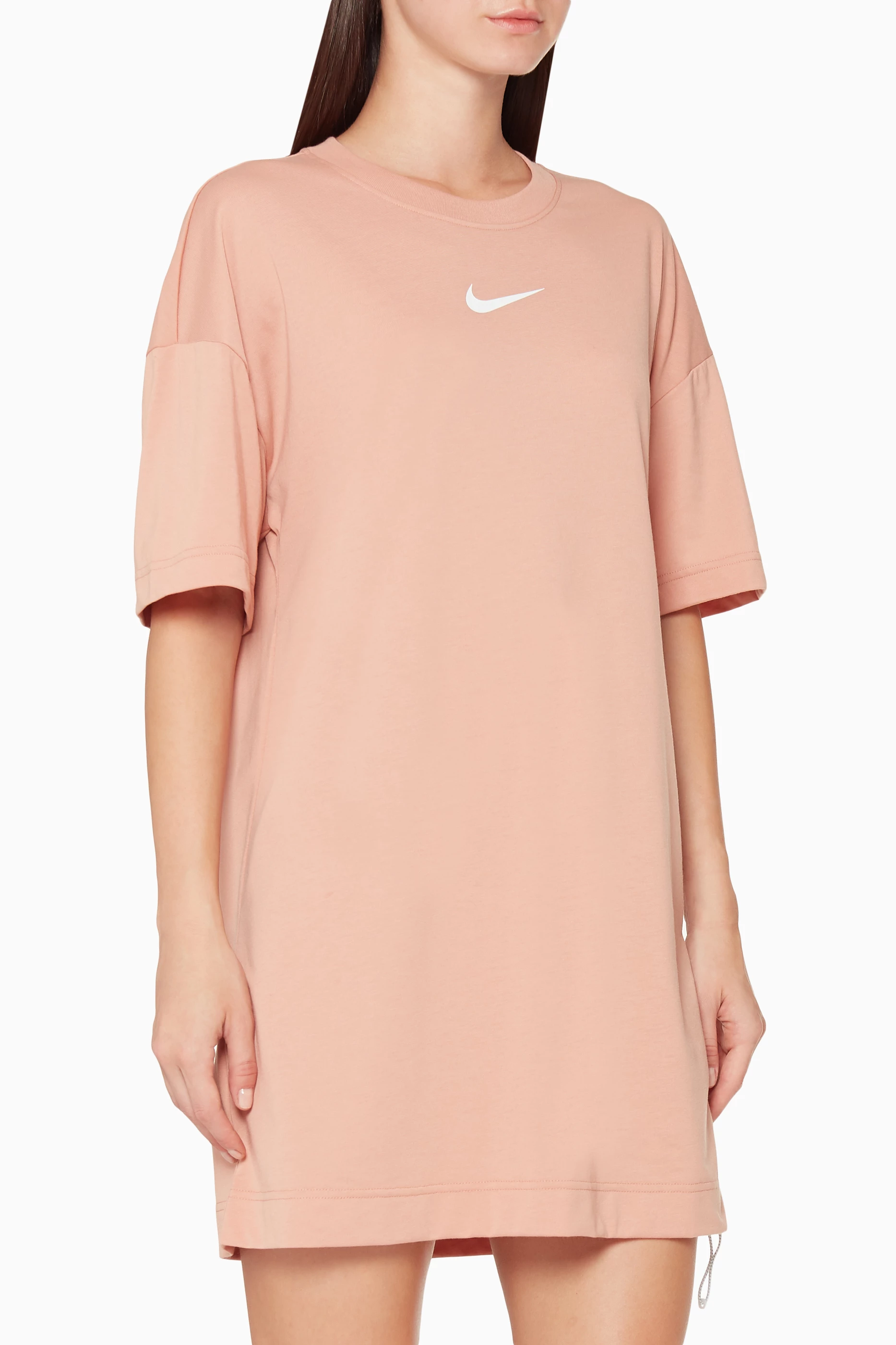 Pink nike t shirt dress new arrivals