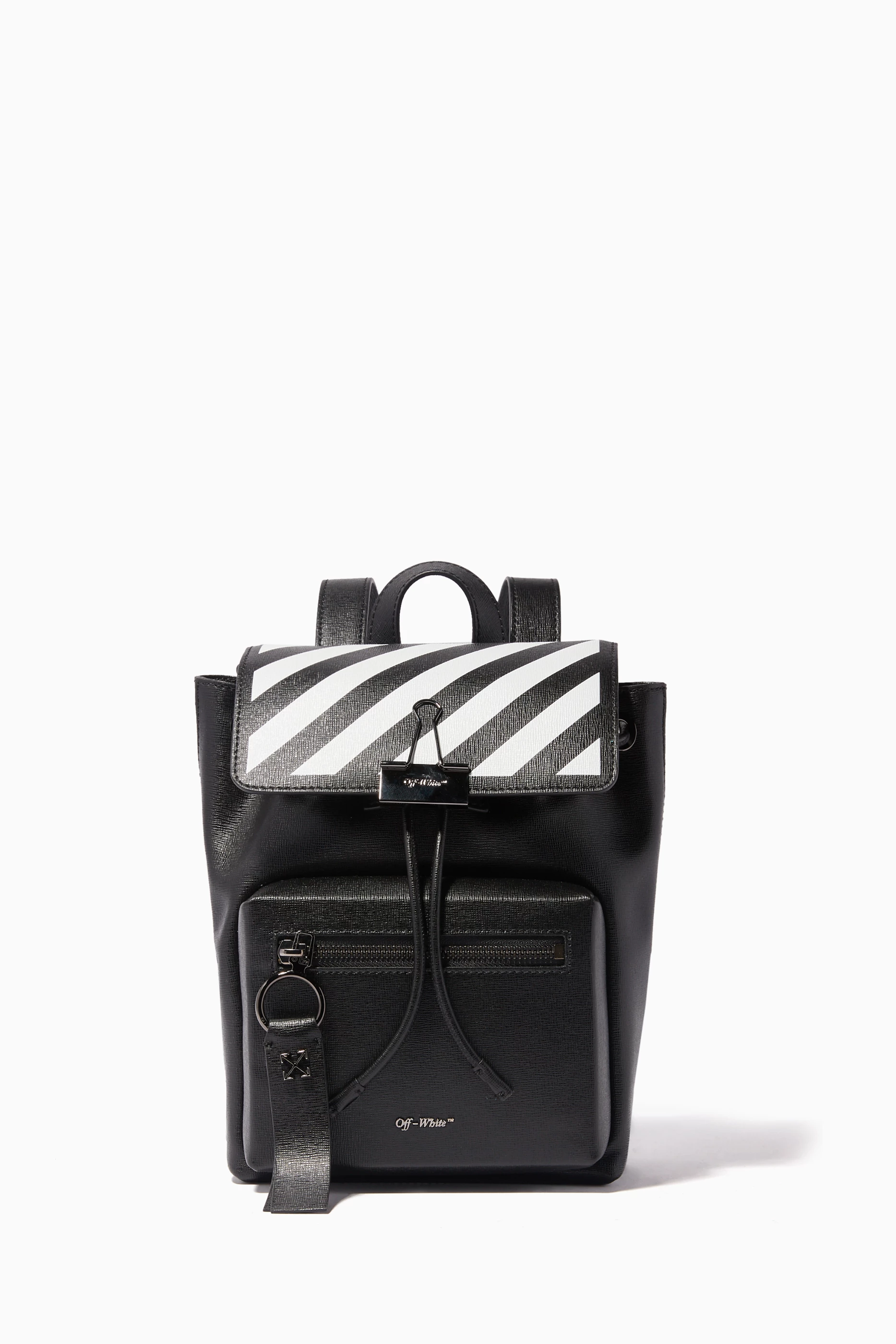 Off-white Binder Diagonal Striped Backpack In Black,white