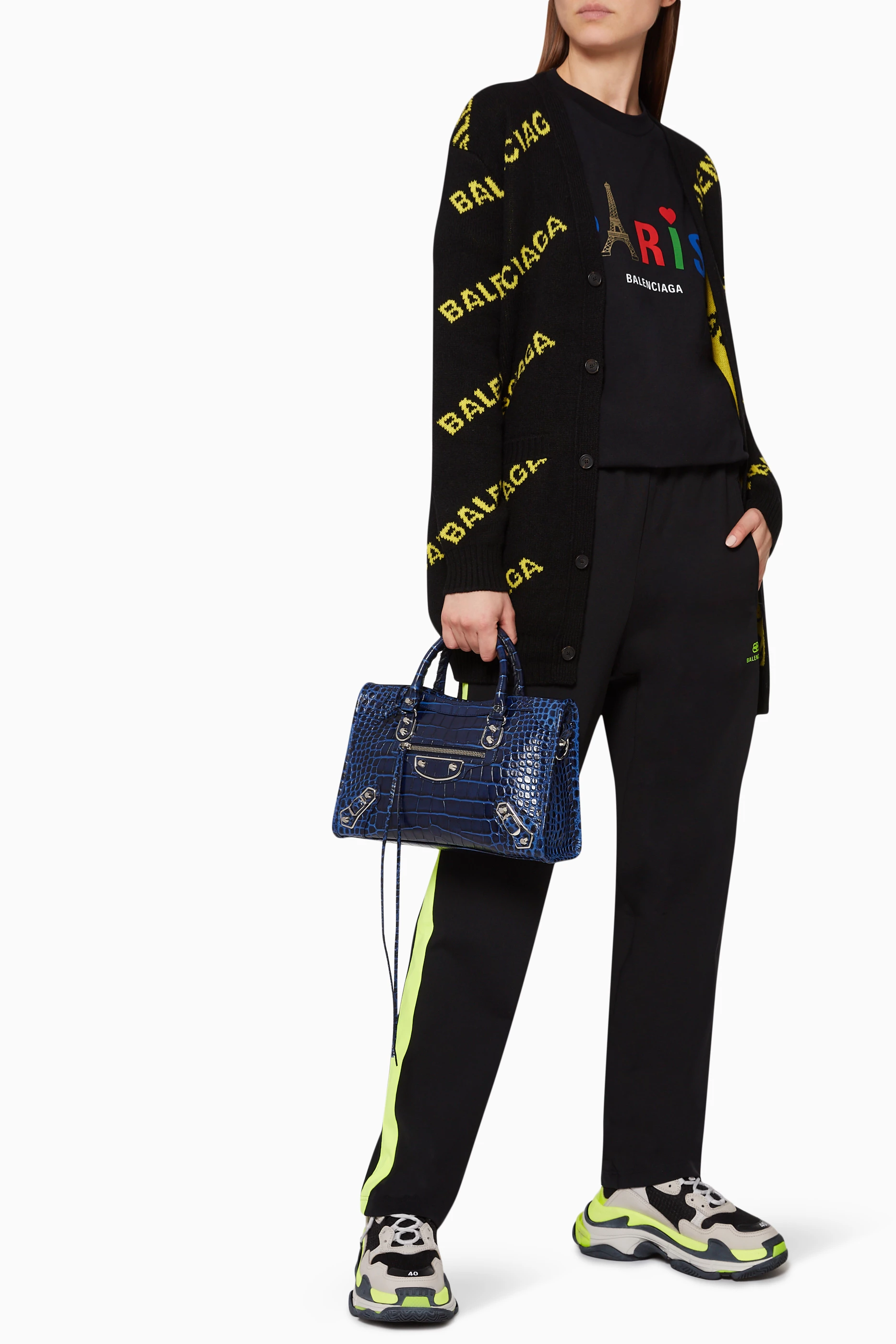Buy Balenciaga Blue Mini Metallic Edge Shoulder Bag in Shiny  Crocodile-Embossed Leather for WOMEN in Oman | Ounass