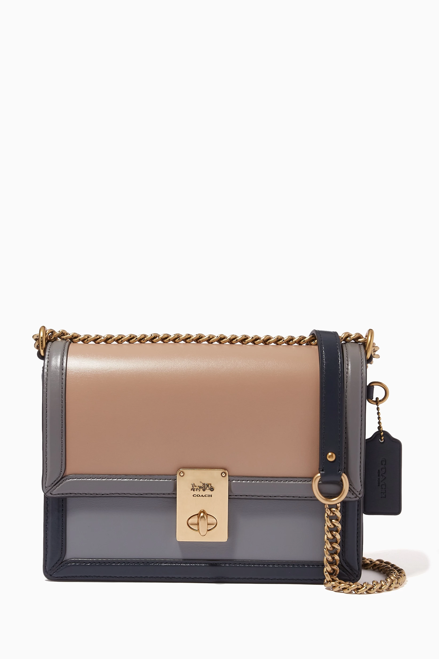 Buy Coach Multicolour Hutton Shoulder Bag in Colour block Leather