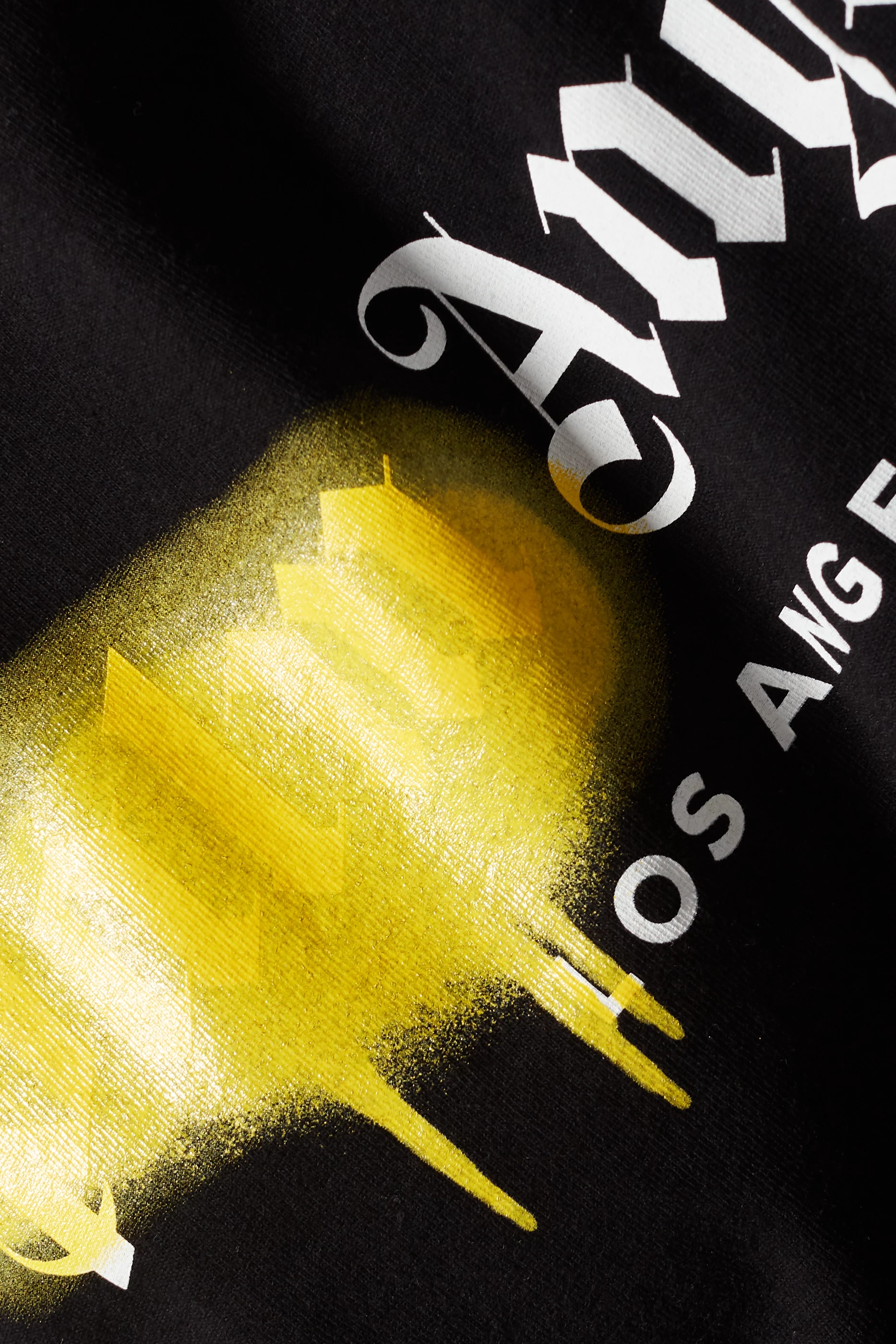 Palm Angels LA Sprayed Logo Tee in Black & Yellow