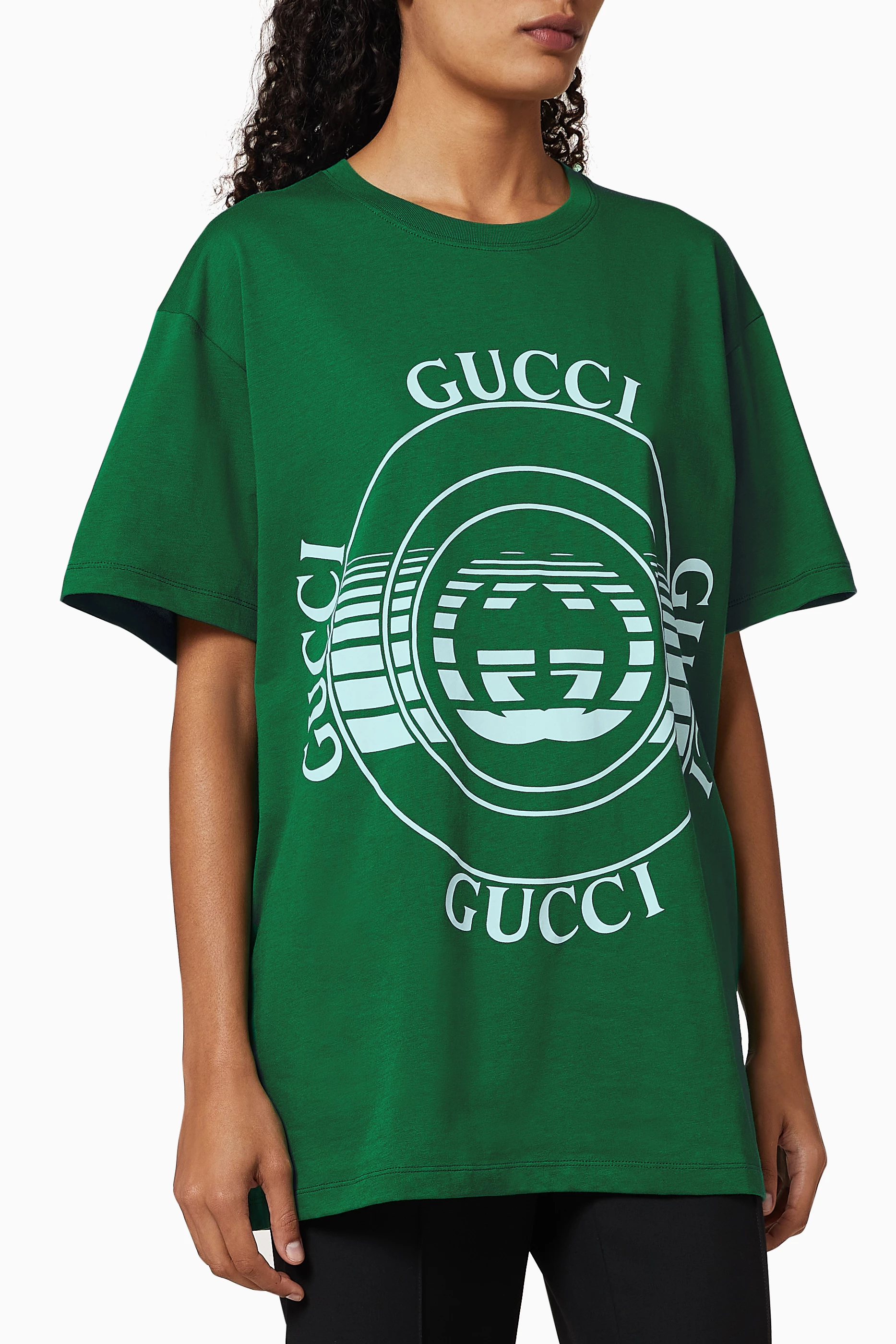Buy Gucci Green Disk Print Oversize T Shirt for Women in Oman Ounass