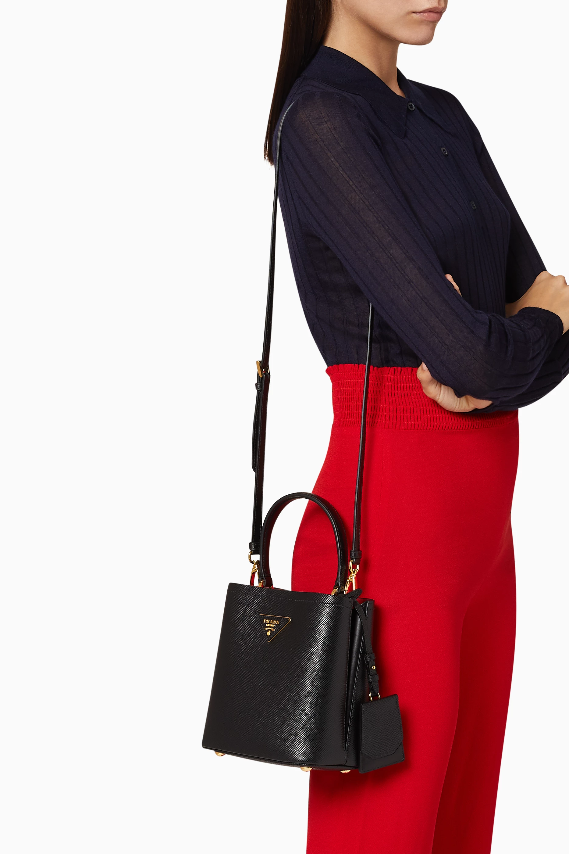 Buy Prada Black Small Prada Panier Bag in Saffiano Leather for WOMEN in  Oman