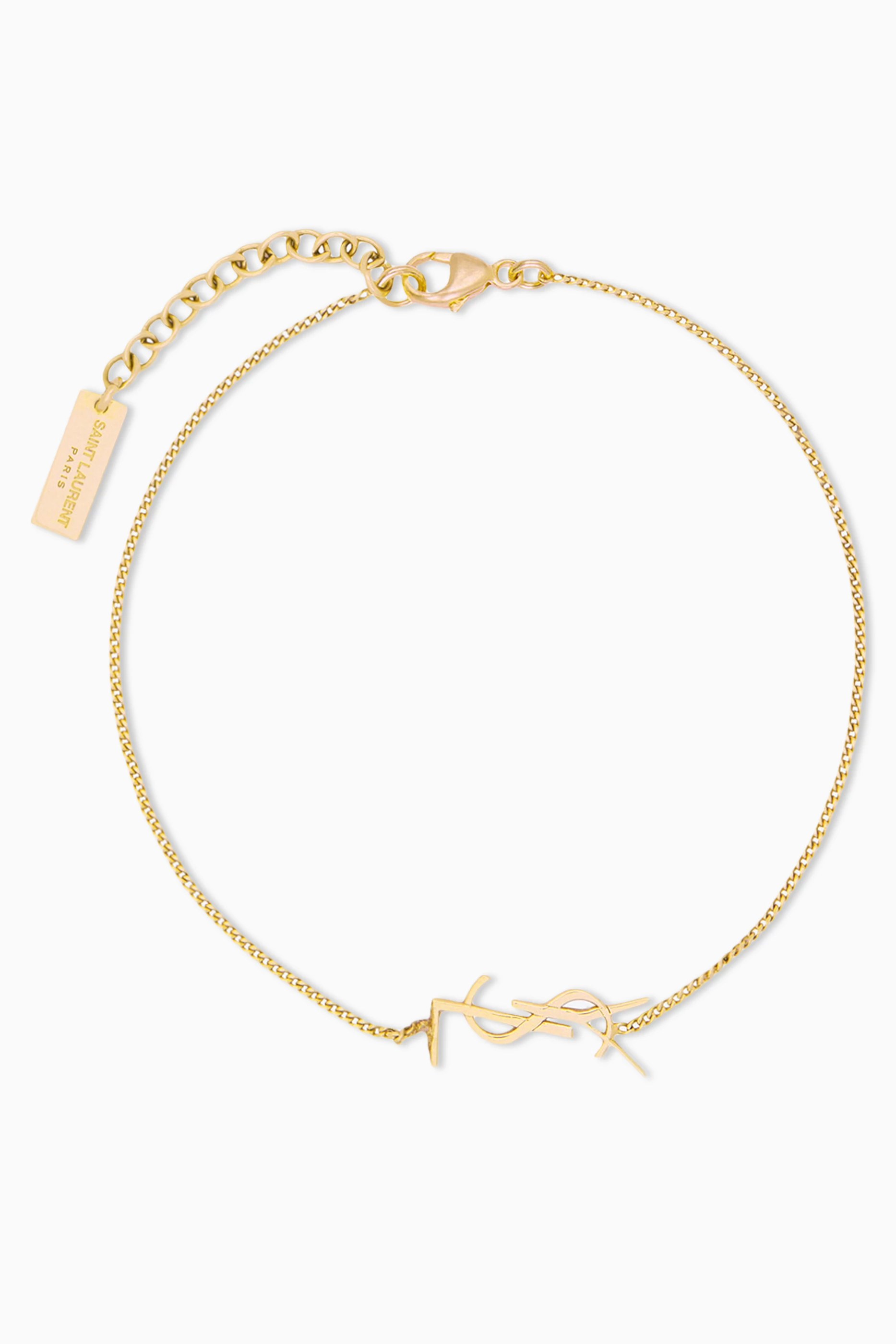 Buy SAINT LAURENT Gold Charm Bracelet in Gold Brass for Women in