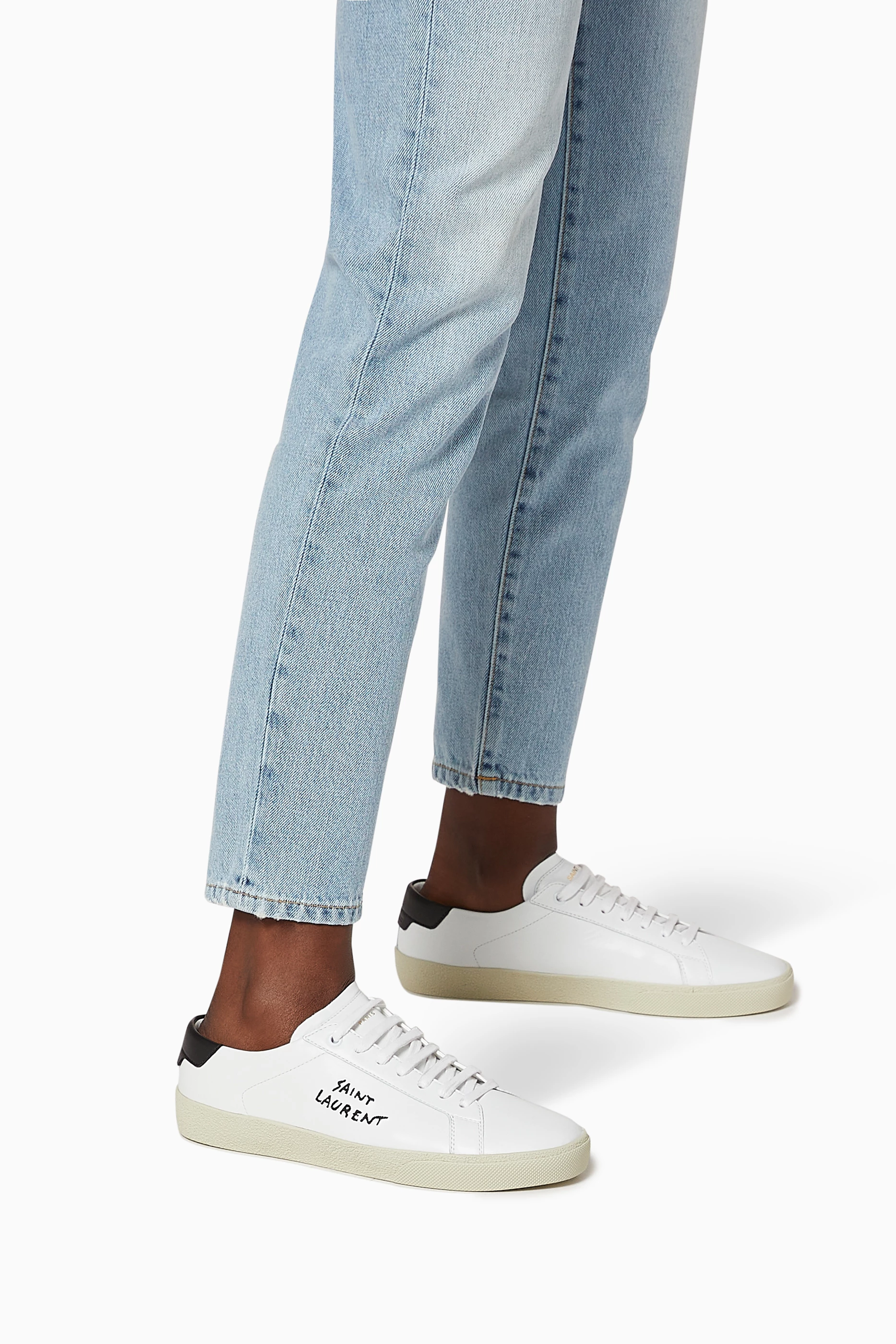 Buy SAINT LAURENT White Court Classic SL 06 Sneakers in Calf