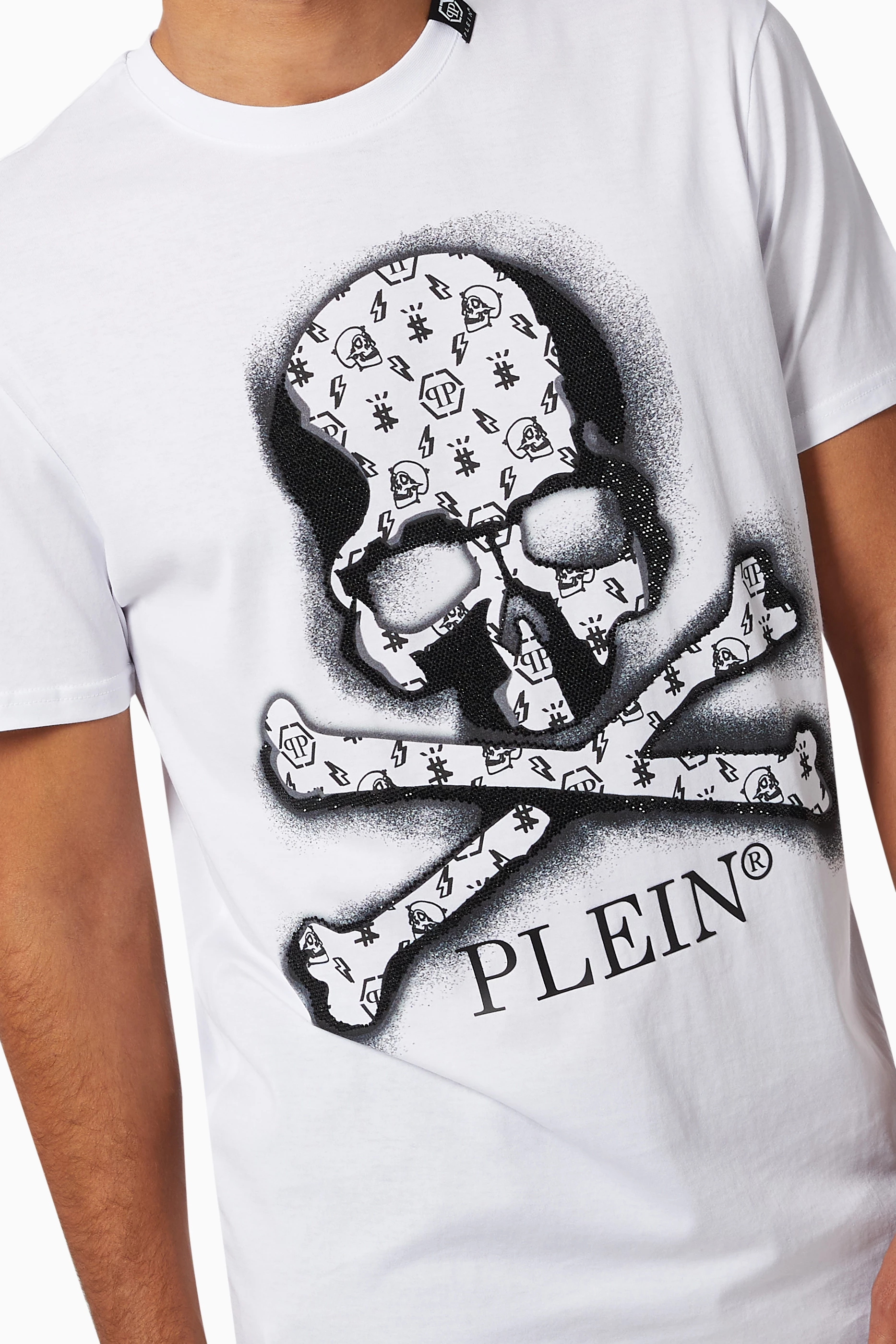 Buy Philipp Plein White Iconic Skull Print T shirt with