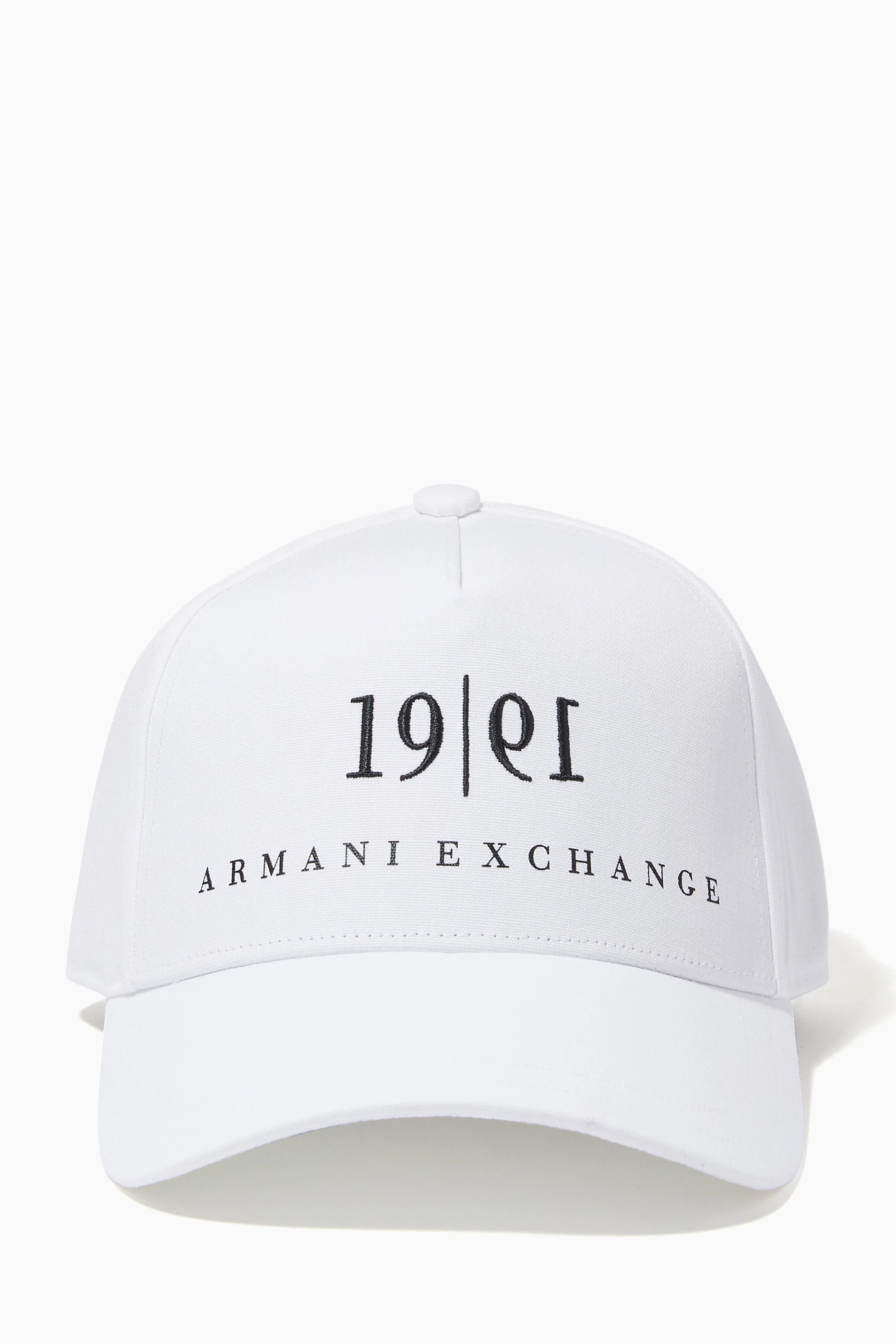 Shop Armani Exchange White 1991 Baseball Cap in Twill for MEN | Ounass Oman