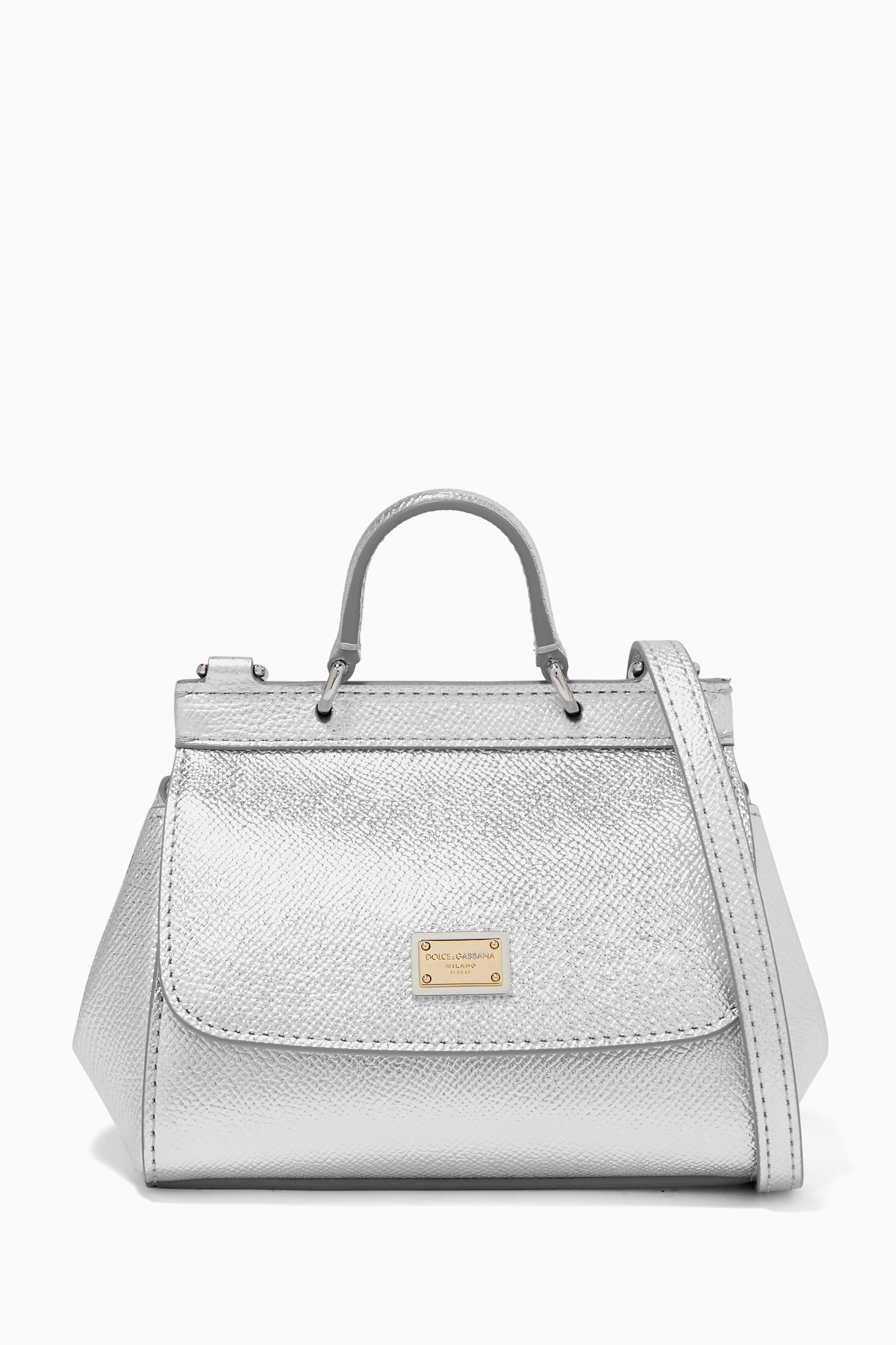 Sicily mini bag in Dauphine leather in Silver