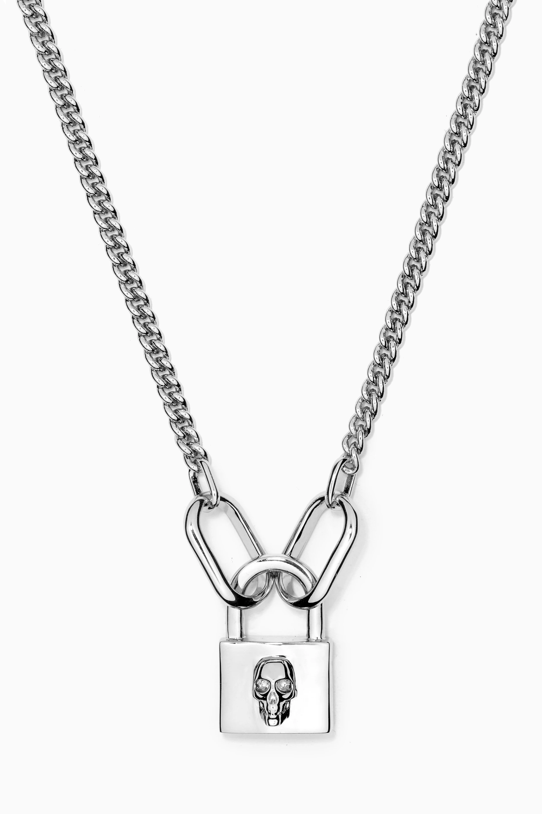 Northskull Two-Tone Padlock Necklace