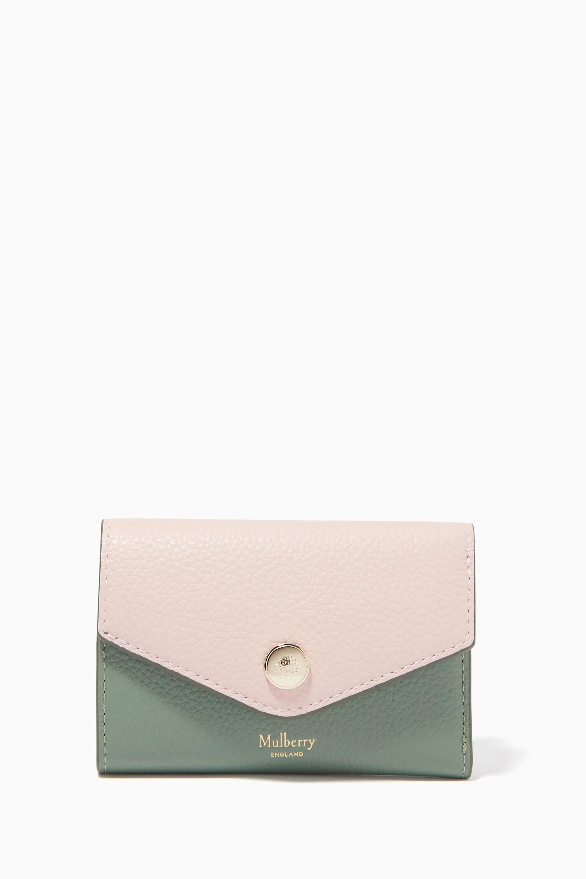 Folded Multi-Card Wallet  Mulberry Green Small Classic Grain
