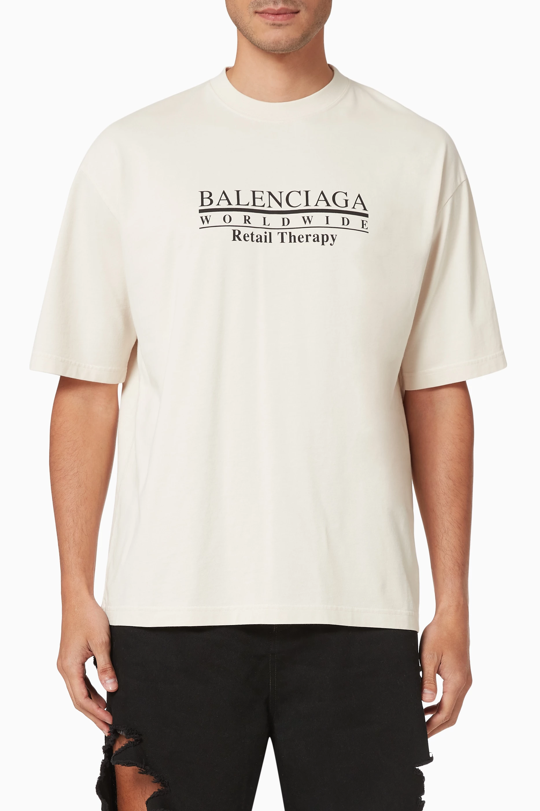 Shop Balenciaga White Retail Print Large Fit T-shirt in Vintage