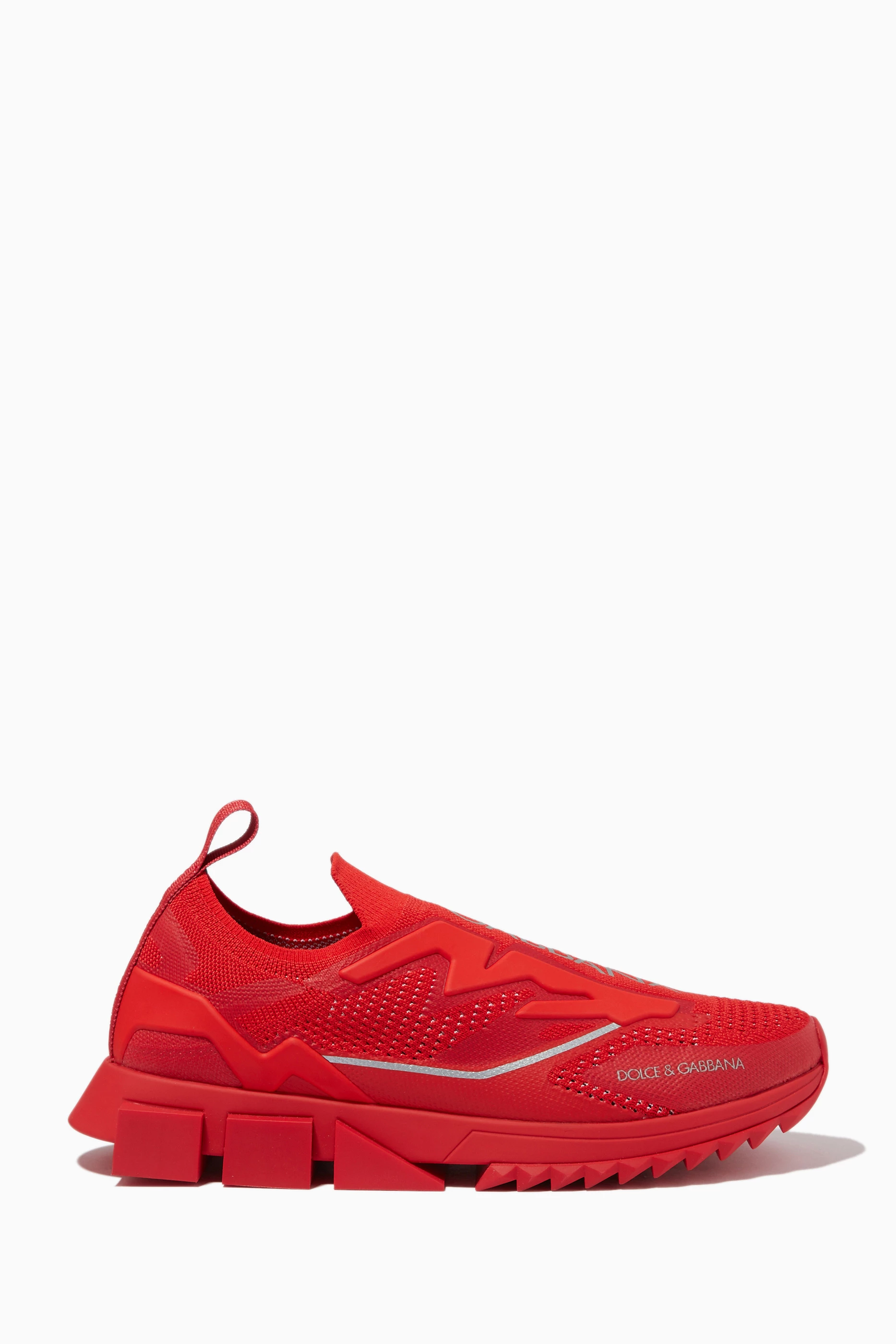 Buy Dolce Gabbana Red Sorrento Slip On Sneakers in Stretch Mesh