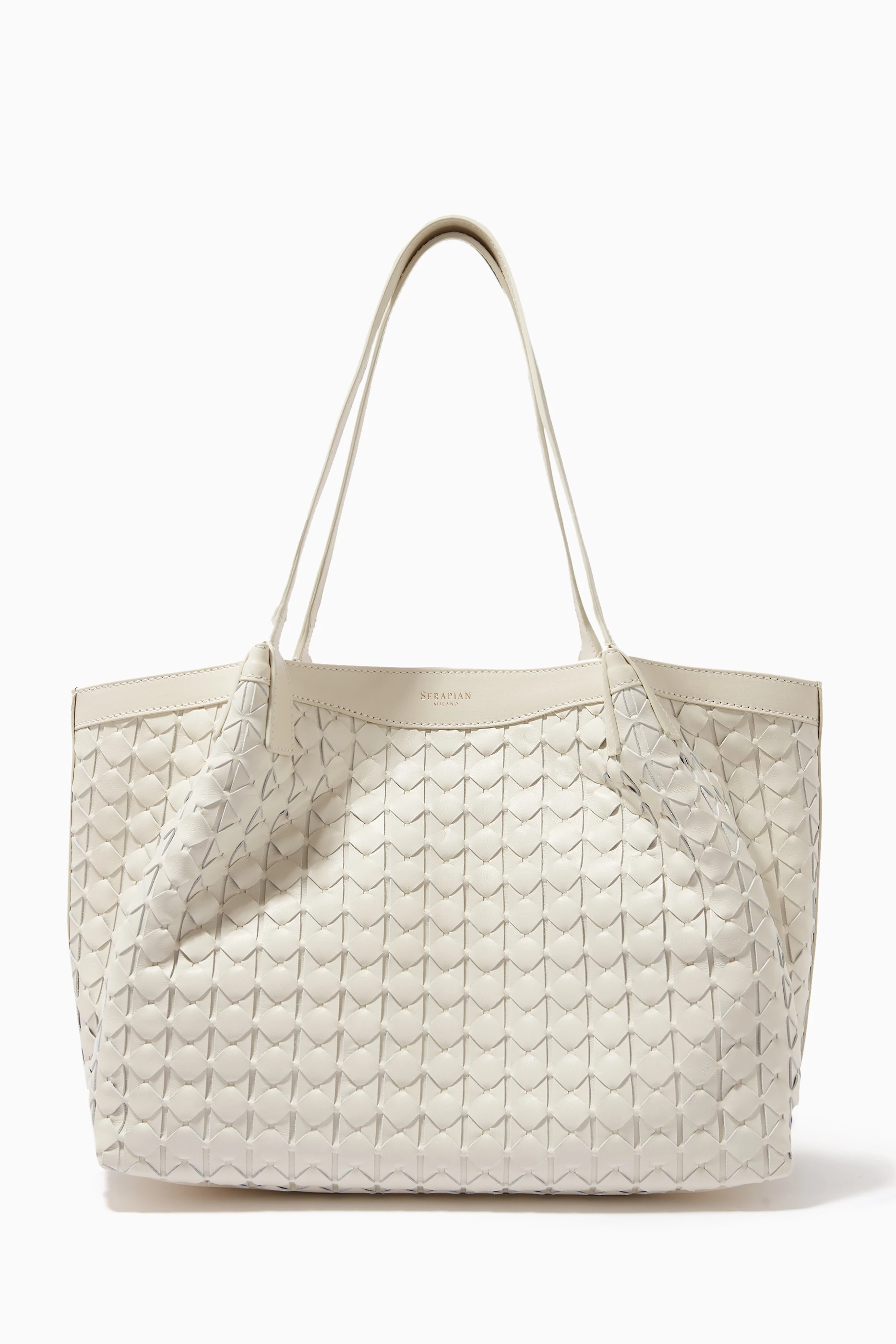 Serapian Secret Tote Bag in Mosaico, Woman, Off-White